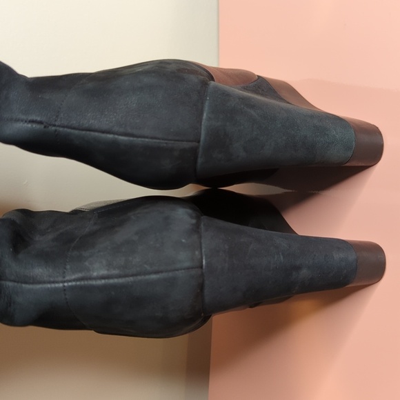 Vince Suede Nubuck Wedge Knee High Mob Wife Boots Made in Italy Black 9 US 40 EU - Picture 7 of 16